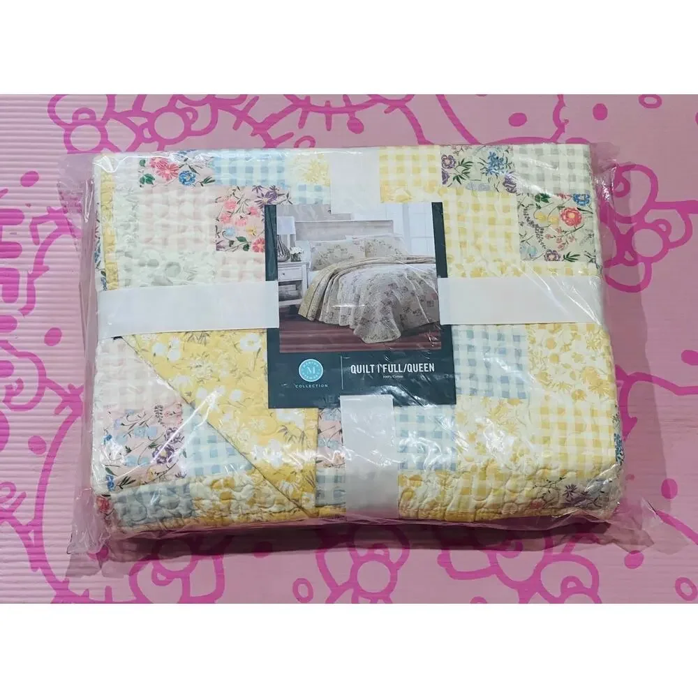 NEW❤️Martha Stewart Patchwork Floral Cotton Fill/Queen Quilt